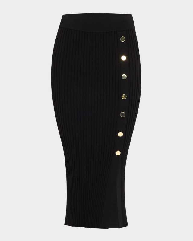 Tanner Buttoned Rib Midi Skirt